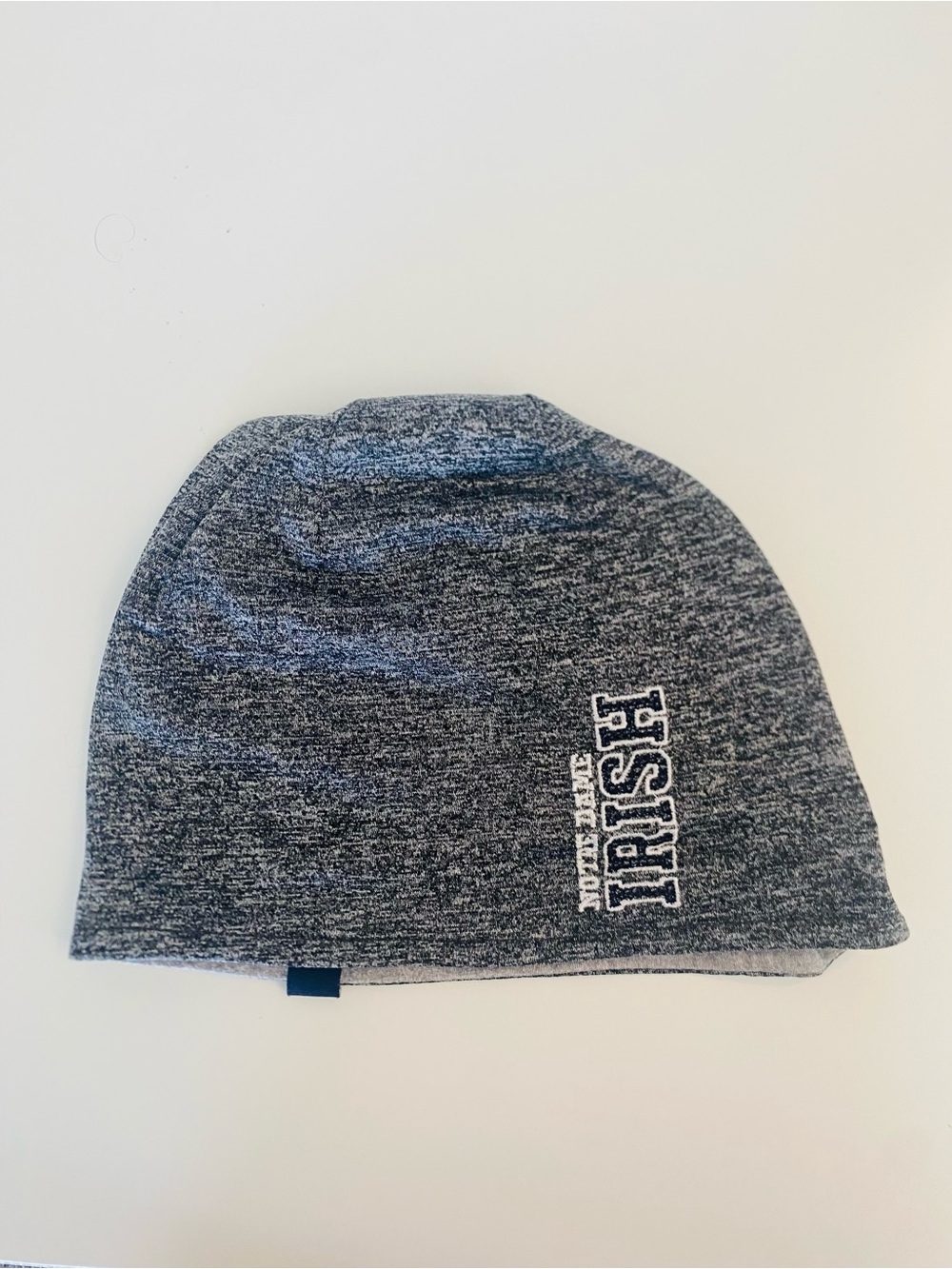 Vintage Adidas Notre Dame Fighting Irish Beanie Hat Gray Marled Knit Slouchy EUC